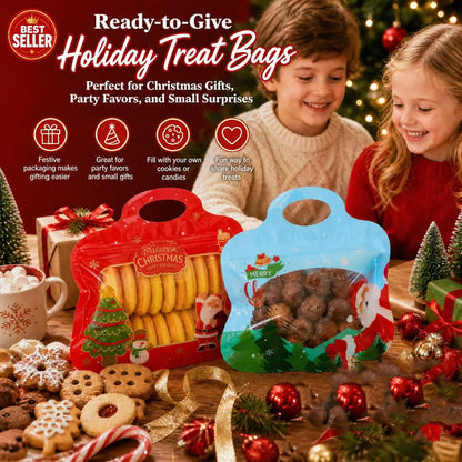 🎄Christmas Self-Sealing Treat Bags – Cute Gift Bags for Cookies & Candy