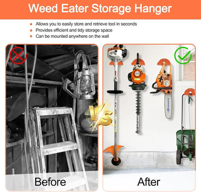Garage Organizer Wall Hanger - Garden Tool Rack for Grass Trimmer, Hedge Trimmer, Garage Tools