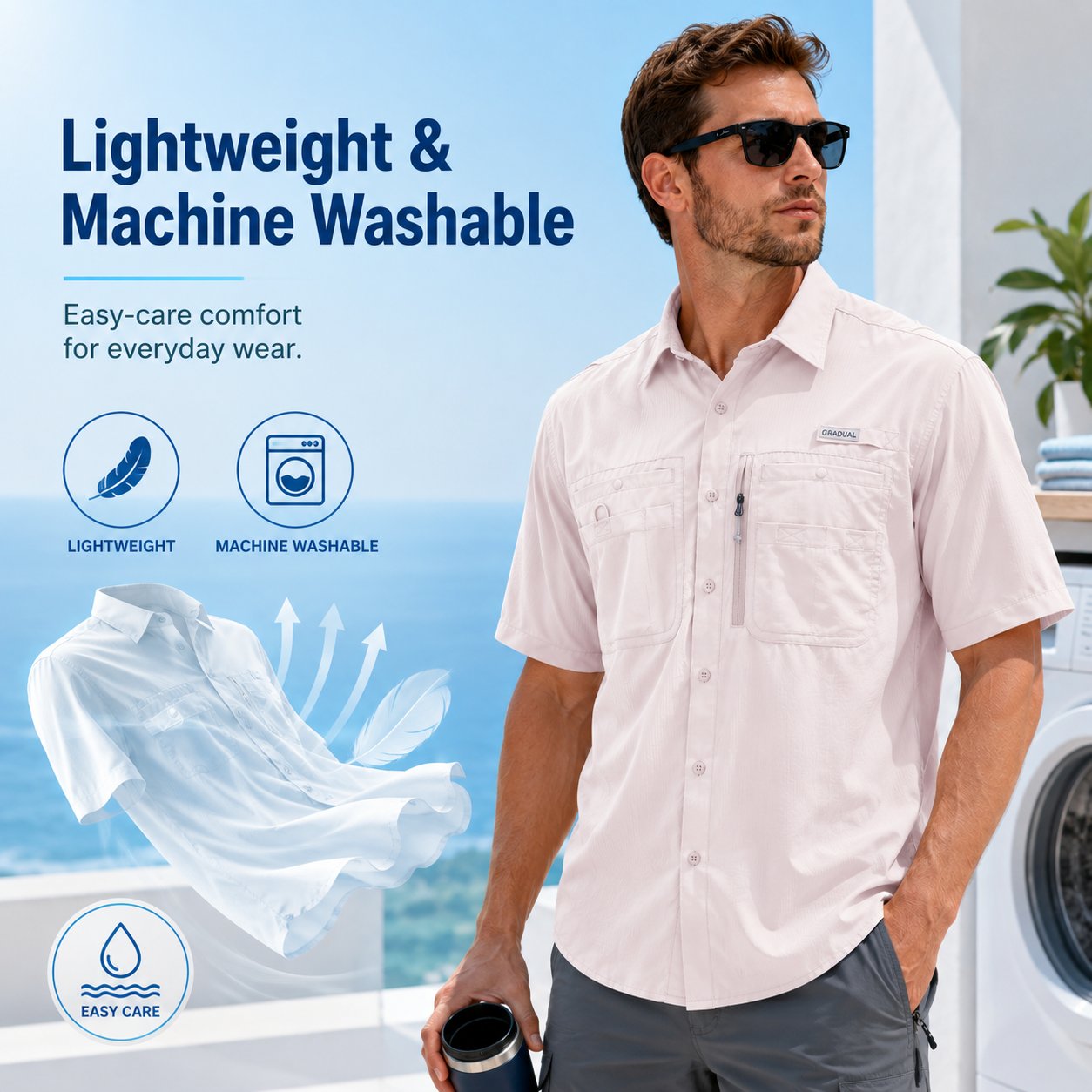☀️ Men’s UPF50+ Quick Dry Fishing Short Sleeve Shirt