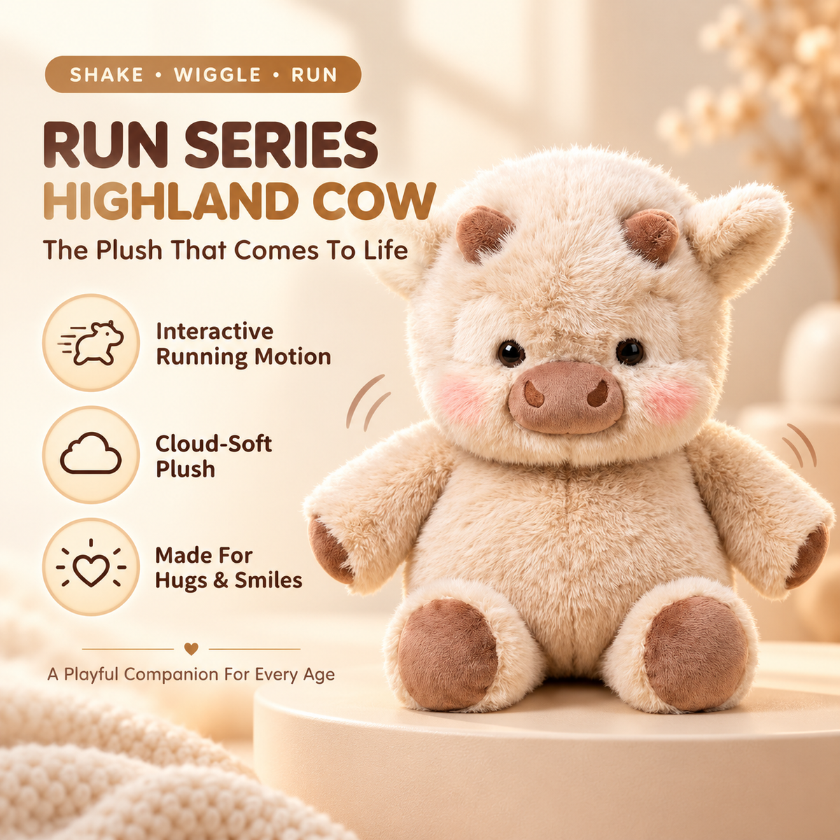 Run Series Highland Cow Plush Toy