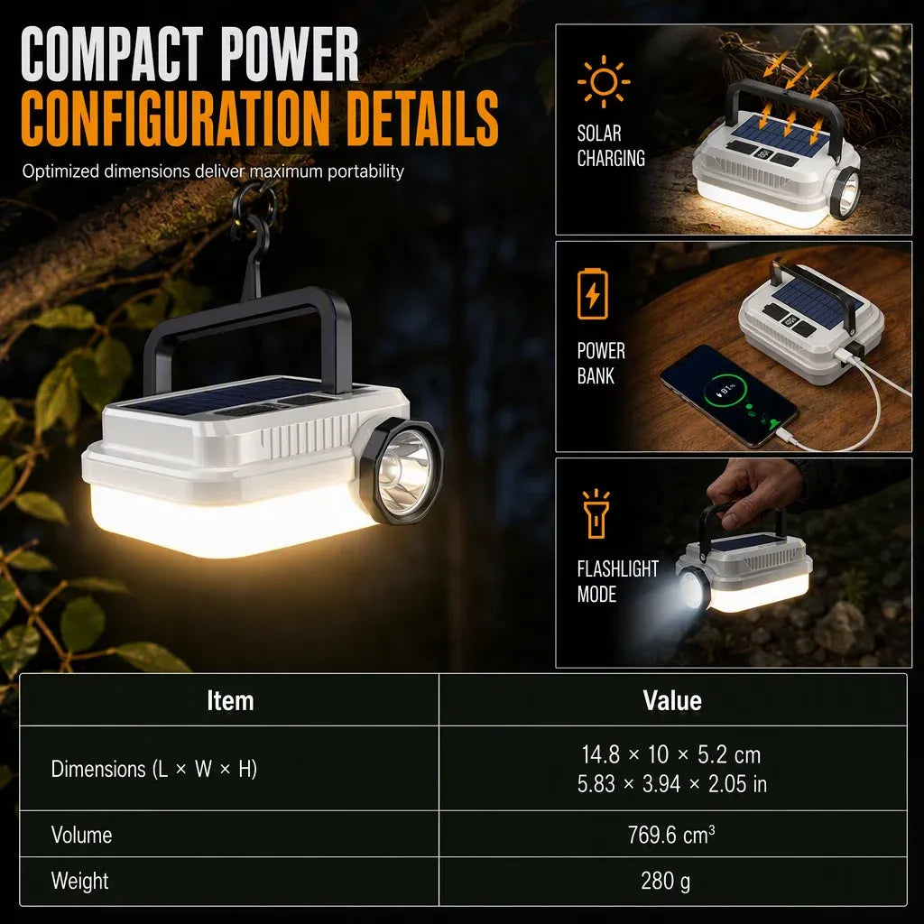 🔦 Solar LED Camping Lantern – Rechargeable, handheld & multifunctional ✨