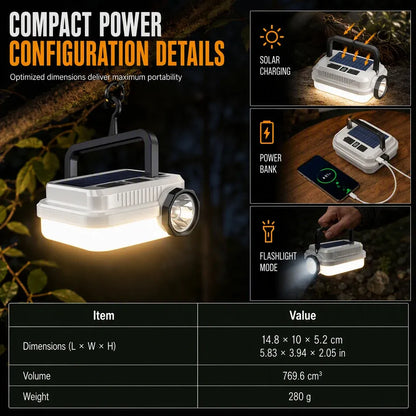🔦 Solar LED Camping Lantern – Rechargeable, handheld & multifunctional ✨