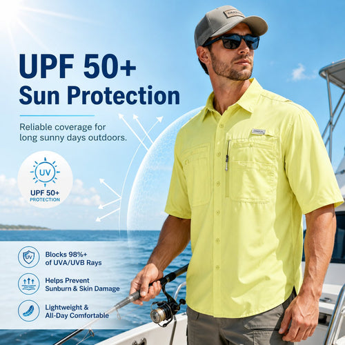 ☀️ Men’s UPF50+ Quick Dry Fishing Short Sleeve Shirt