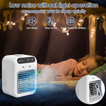 Portable USB Mini Air Conditioner Fan, Desktop Cooling Mist Humidifier