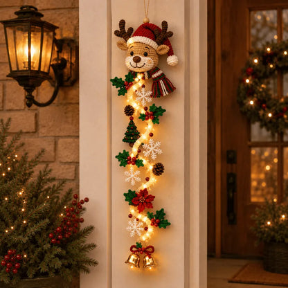 ⏳ – 🎄MerryCascade™ Glowing Christmas Door Hanger | 6 Festive Lighted Designs with Warm Glow, Dimensional Details & Space-Saving Vertical Décor ✨