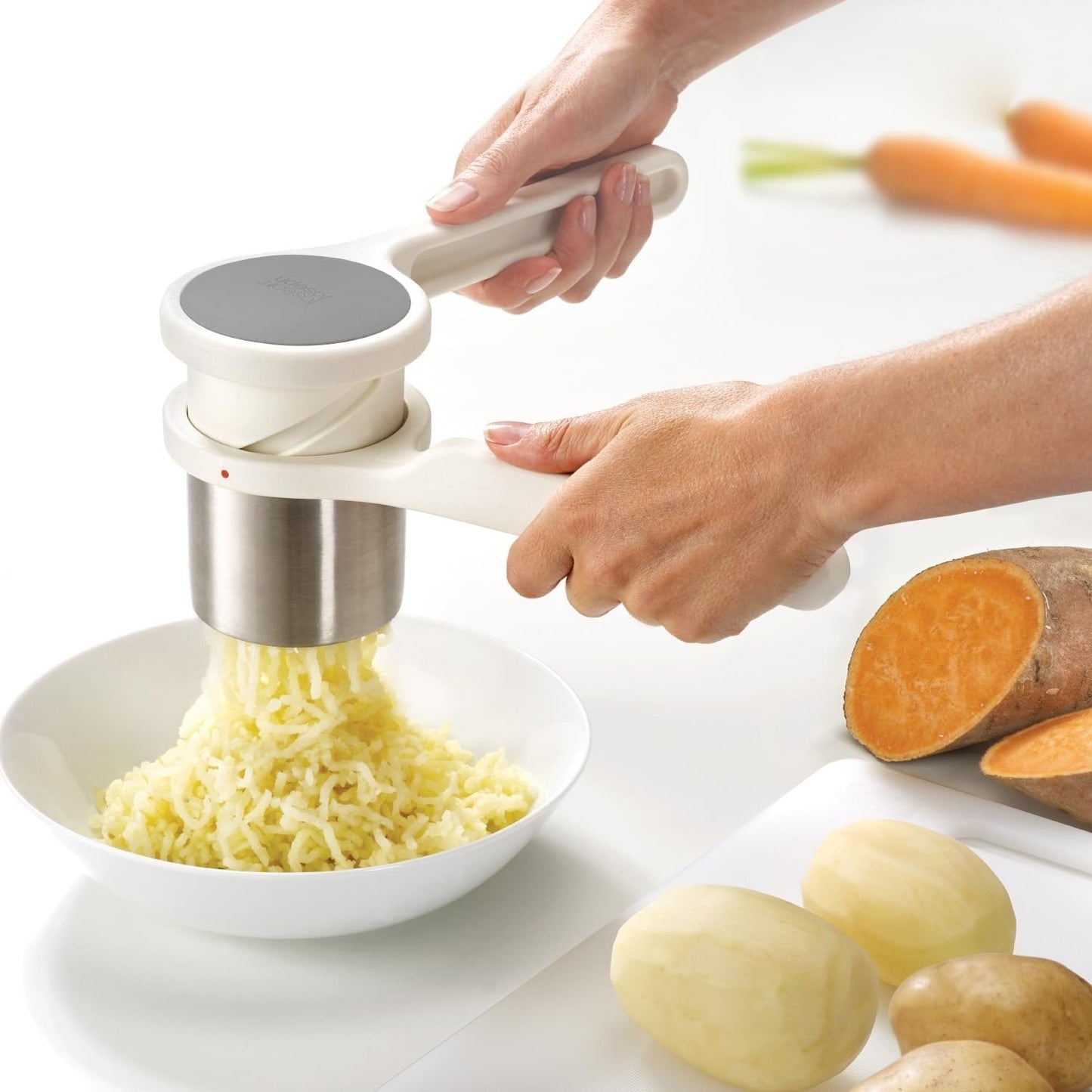 💖Hot 50% OFF🌹🥔 Potato Ricer Masher – Twist-Action Stainless Steel Vegetable Puree Tool