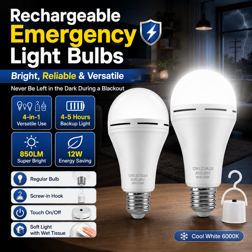💡 Never Be Left in the Dark ⚡ Rechargeable Emergency Light Bulbs - Bright, Reliable & Versatile 🔋