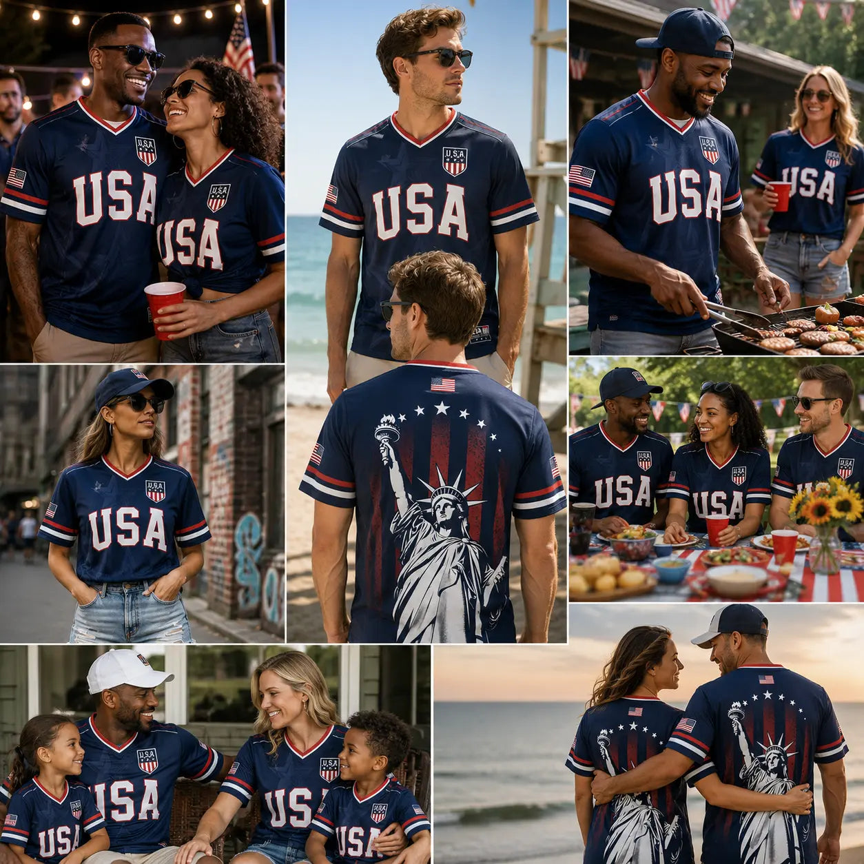 USA Liberty Soccer Jersey – Patriotic American Flag V-Neck Football Shirt