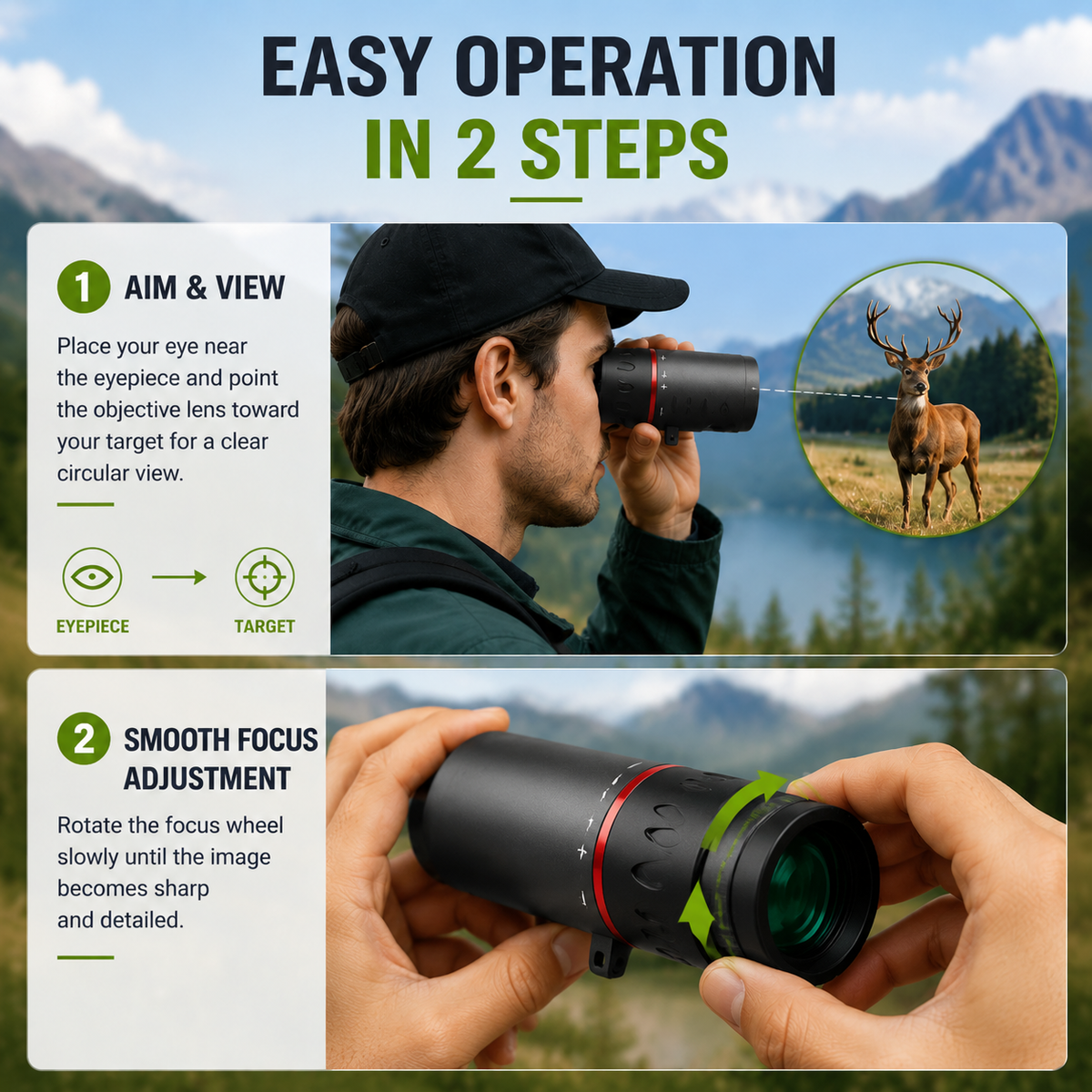 AI15 Day & Night Monocular Telescope – 50X HD Zoom