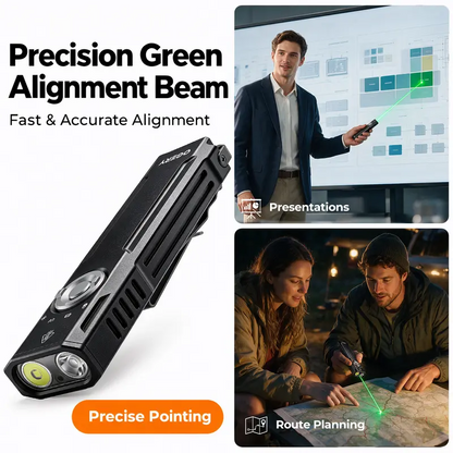 4 in 1 Rechargeable EDC Flashlight | 1100 Lumens Pocket Flashlihgt with UV Light & Green Beam