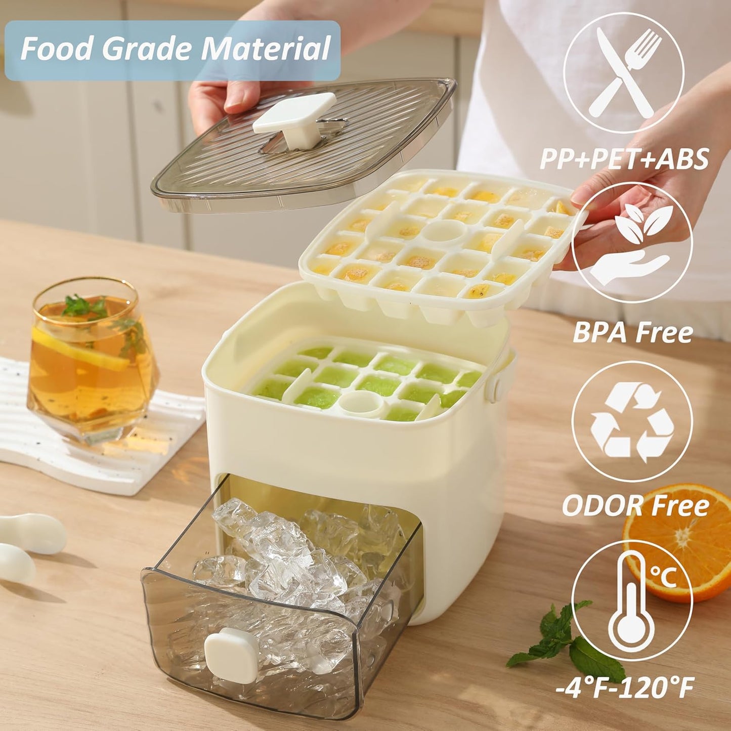 🧊❄️ Ice Cube Tray with Lid and Bin – Make Ice-Making Simple