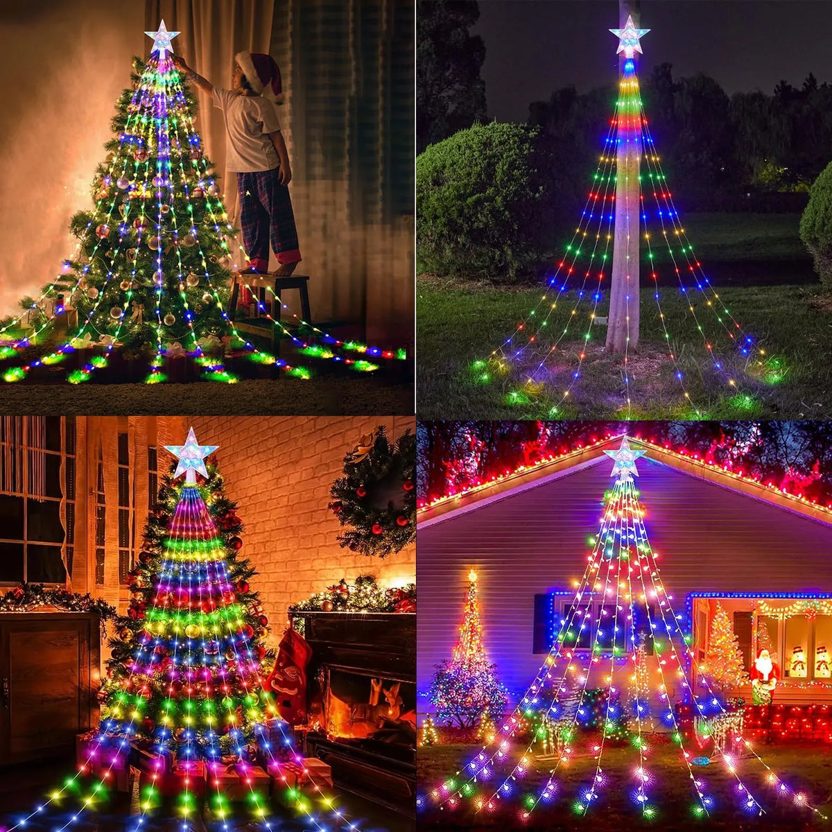 🎄✨ Magical Cascade Christmas Tree Fairy Lights