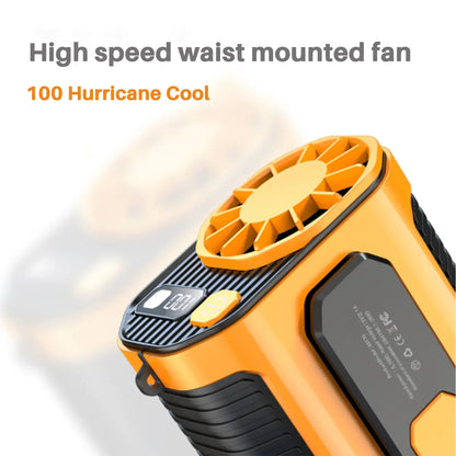 Portable Waist Clip Fan with LED Light - 5000 mAh Battery