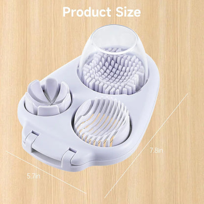 3-In-1 Egg Slicer for Hard Boiled Eggs - Stainless Steel Multipurpose Egg Cutter
