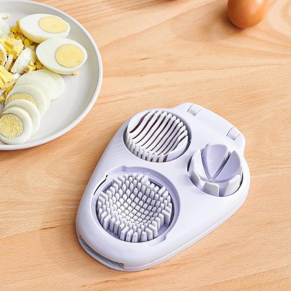 3-In-1 Egg Slicer for Hard Boiled Eggs - Stainless Steel Multipurpose Egg Cutter