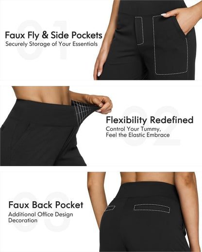 Women's High Waisted Wide Leg Yoga Dress Pants with Pockets