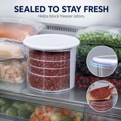 ⏰Limited Stock 60% OFF🍔Non-Stick Burger Mold Shaper with Freezer Storage Container - 12-Piece Set with 8-Layer Plastic Discs