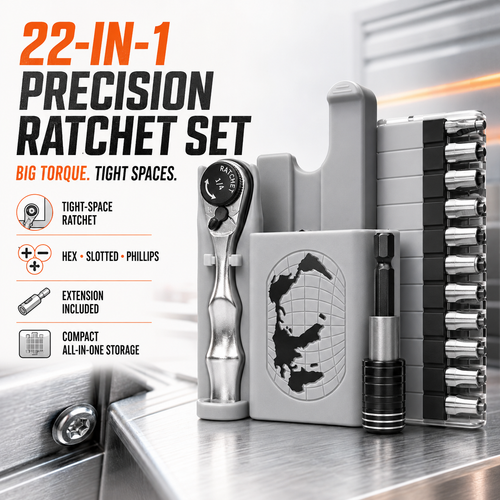 Mini Ratchet Wrench Set with Hex Slotted Phillips Bits All-in-One Portable Tool Kit