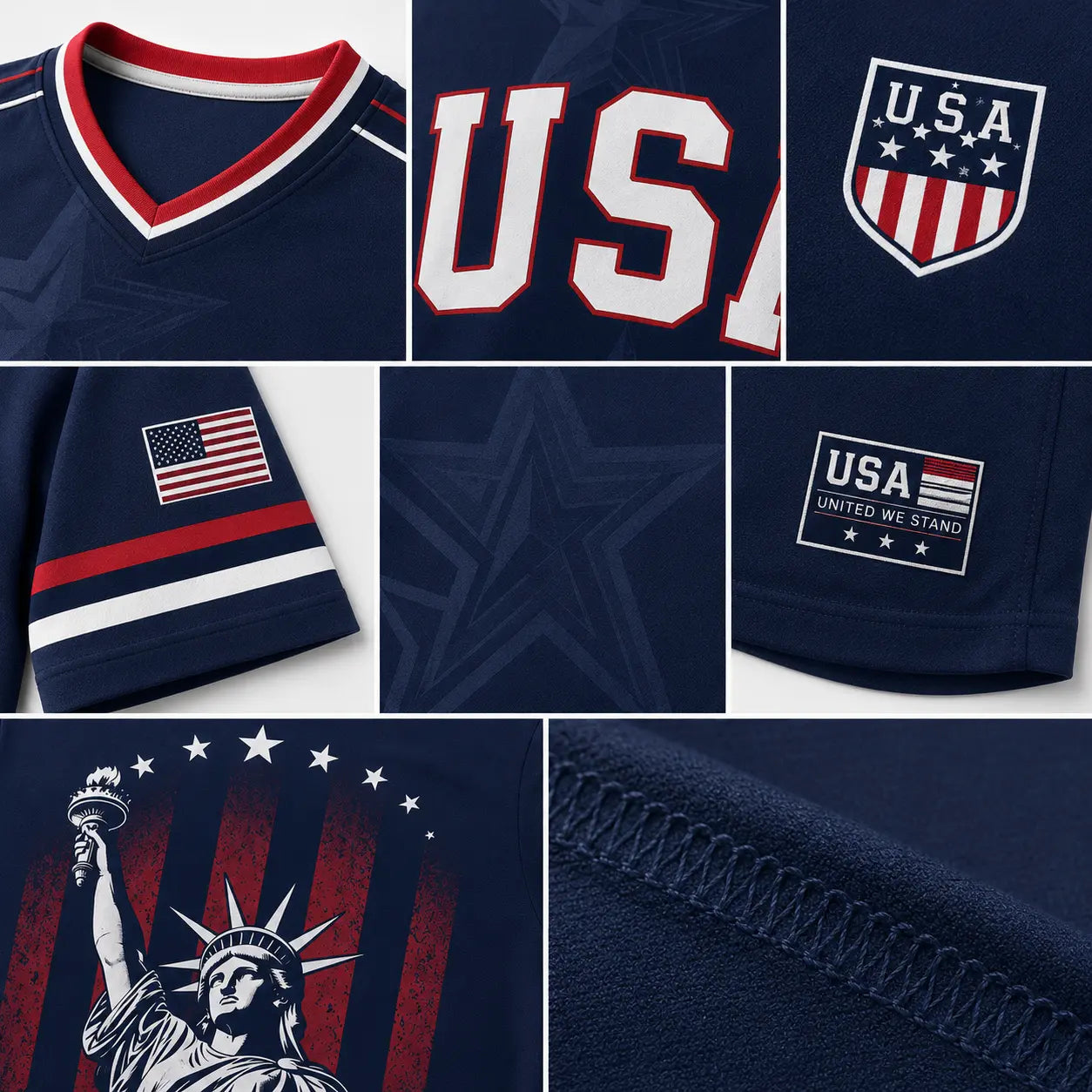 USA Liberty Soccer Jersey – Patriotic American Flag V-Neck Football Shirt