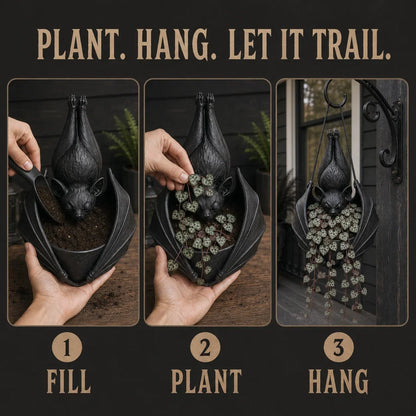 🦇 Upside‑Down Hanging Bat Planter