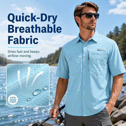 ☀️ Men’s UPF50+ Quick Dry Fishing Short Sleeve Shirt