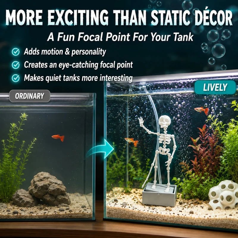 🔥HOT SALE 60% OFF💀🐠Air-Driven Dancing Skeleton Aquarium Ornament🕺