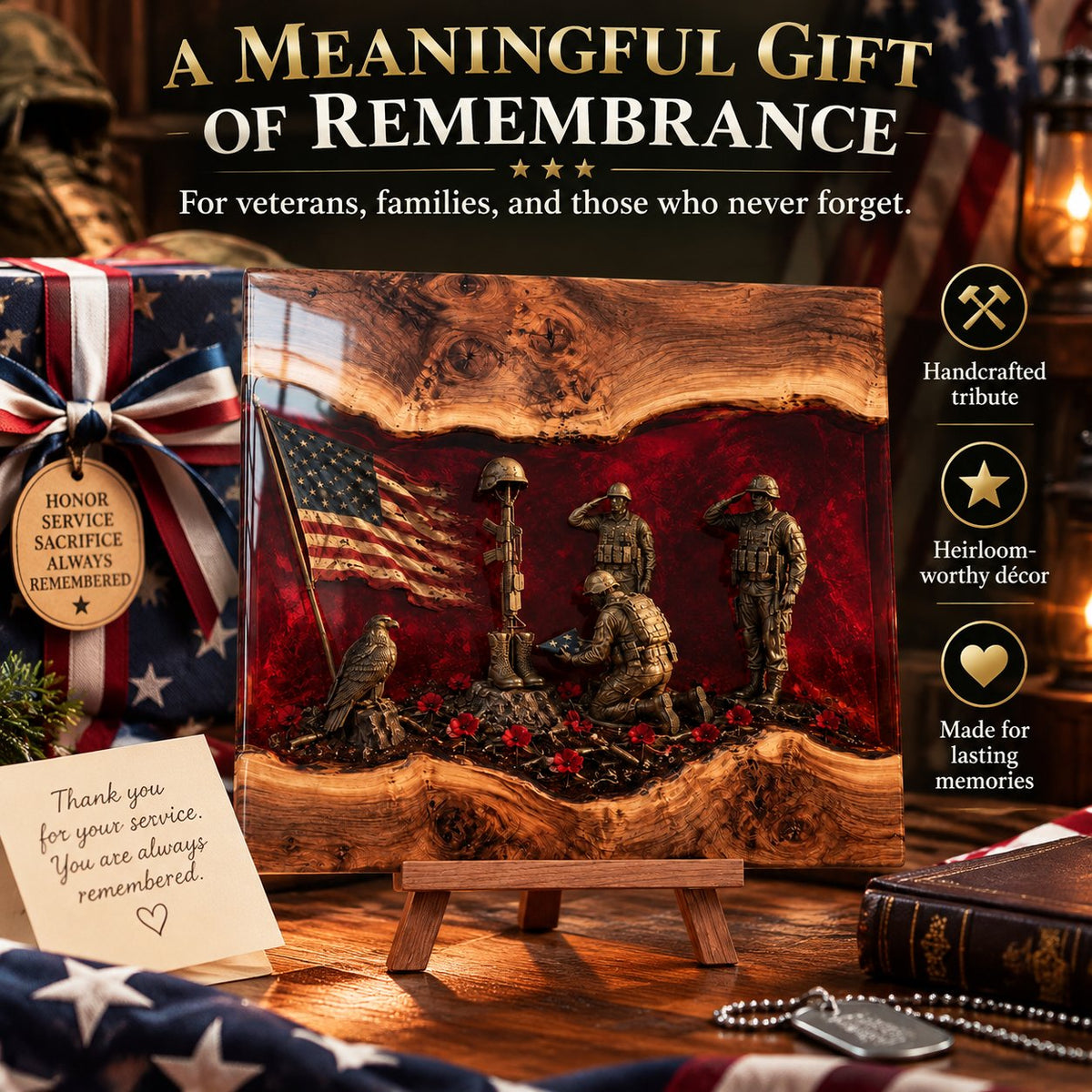 Veteran Tribute Cutting Board – Patriotic Military Memorial Kitchen Decor Gift For Heroes Who Served