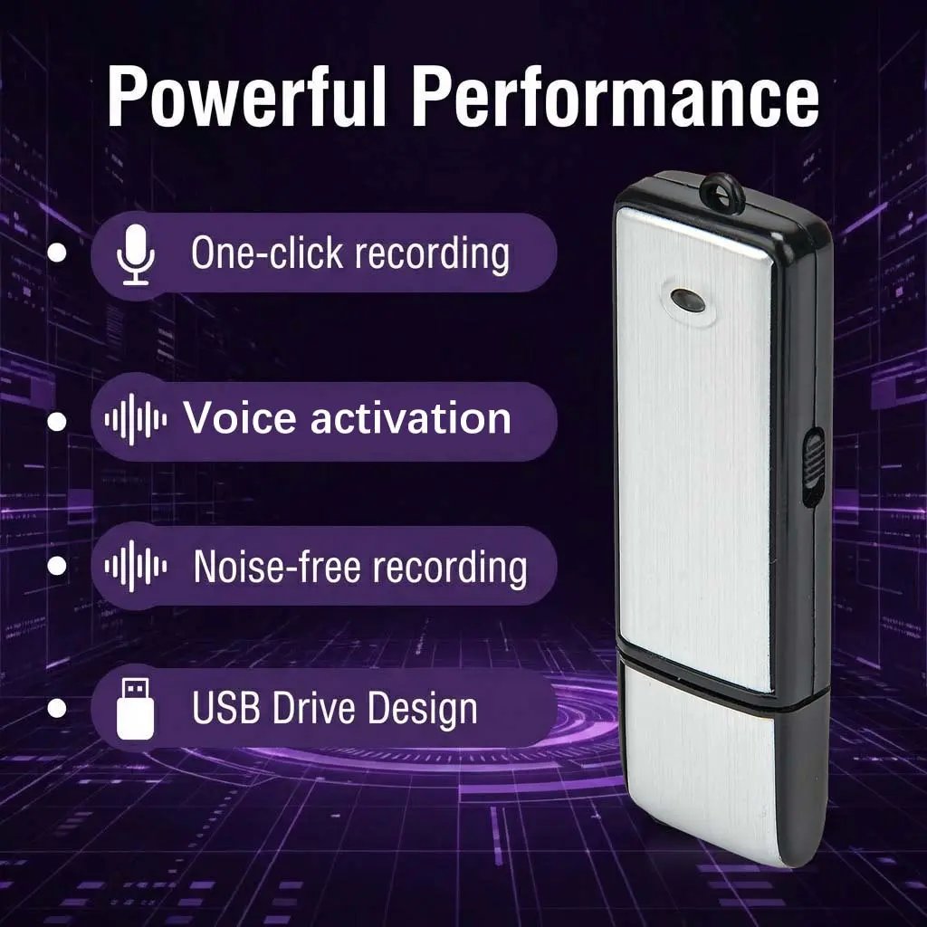 USB Flash Drive Voice Recorder 2-in-1 – Voice Activated, Smart Noise Reduction, Scheduled Recording,Auto File Save