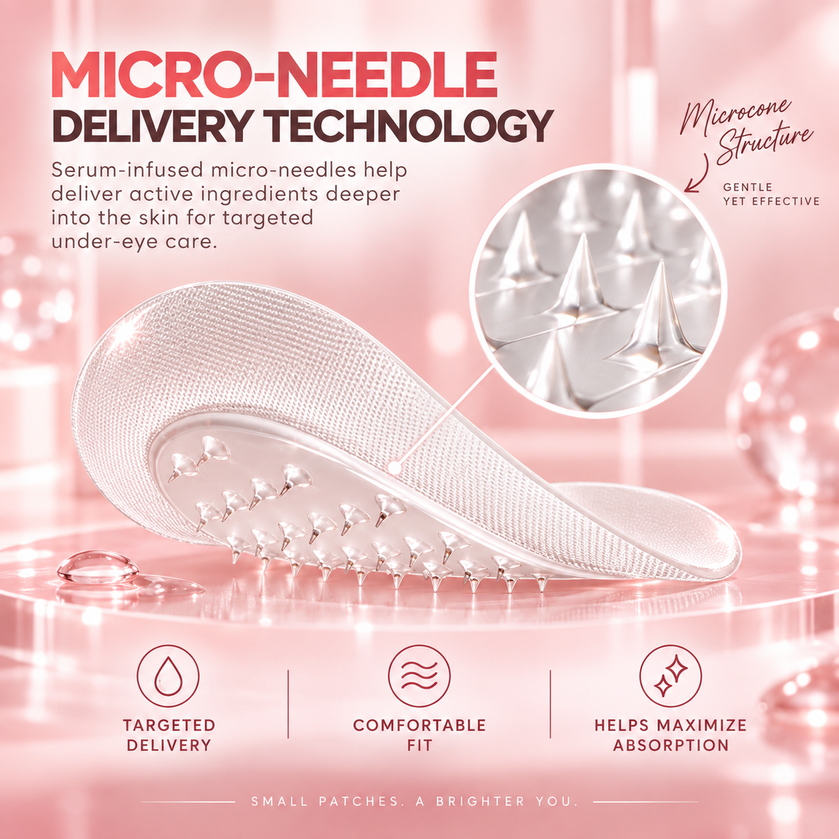 Micro Needle Eye Patches for Dark Circles & Wrinkles | Hyaluronic Acid Under Eye Treatment