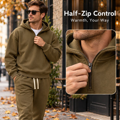 Men's Plain Two-piece Casual Sporty Sweatsuit Set