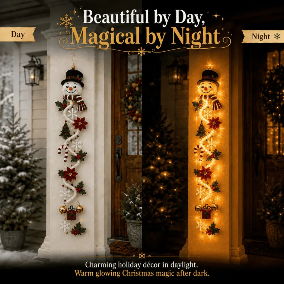 ⏳ – 🎄MerryCascade™ Glowing Christmas Door Hanger | 6 Festive Lighted Designs with Warm Glow, Dimensional Details & Space-Saving Vertical Décor ✨
