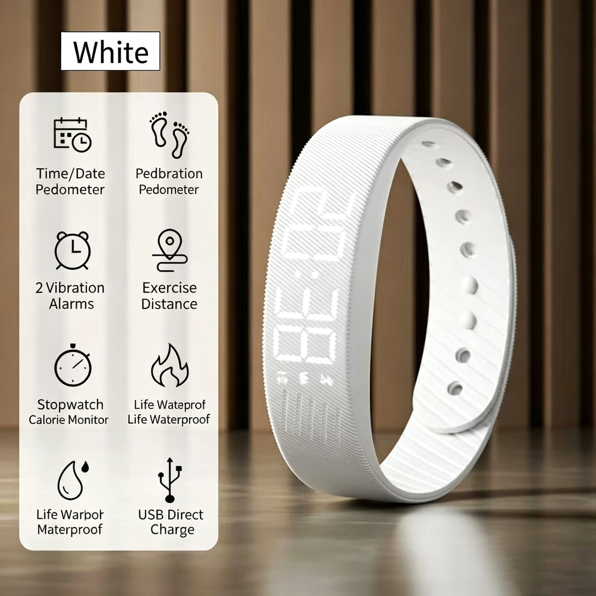 Silent vibrating alarm clock – features two vibration intensity levels.