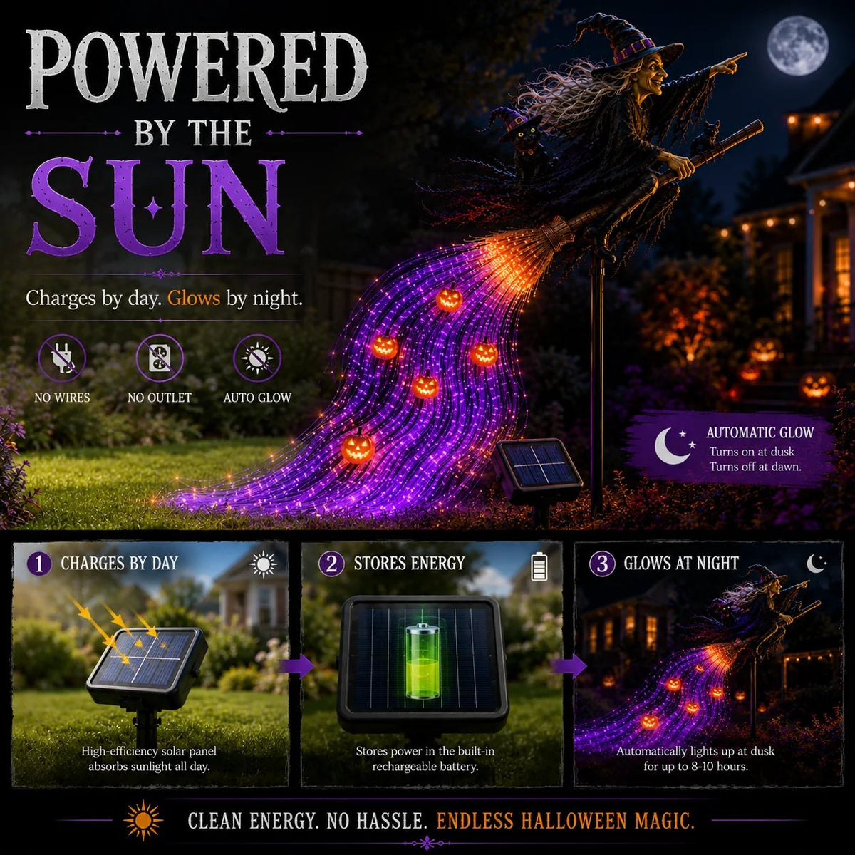 Last Day 50% OFF - Witch’s Magic Trail™ ✨ Solar Fiber Optic Yard Light