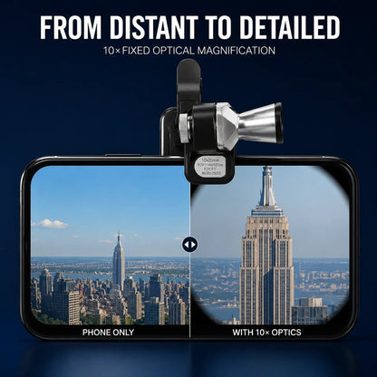🔥 🔭 10×20 Mini Monocular Phone Telescope – Pocket Long-Distance Viewer with Adjustable Smartphone Clip