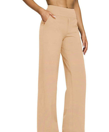 Women's High Waisted Wide Leg Yoga Dress Pants with Pockets