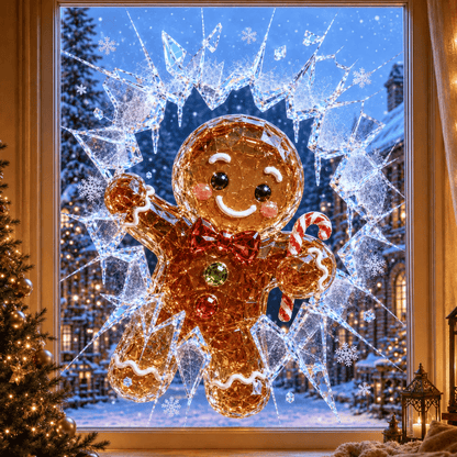 🎄Crystal Christmas Break-In Window Decal — 3D Shattered-Glass Holiday Window Decoration