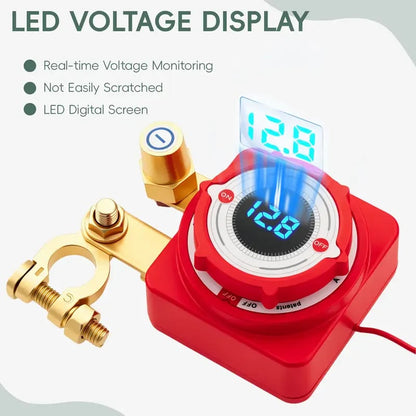 12V 240A Remote Battery Disconnect Switch with LED Voltage Display, Anti-Leakage Battery Kill Switch for Car Truck RV