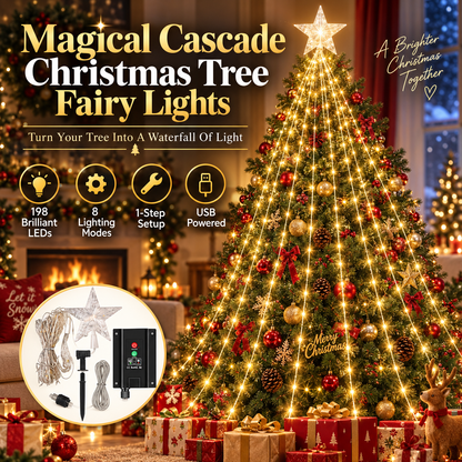 🎄✨ Magical Cascade Christmas Tree Fairy Lights