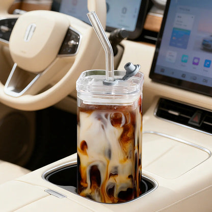 DWTS DANWEITESI 4-Pack Glass Cup and Straw Set - 13oz