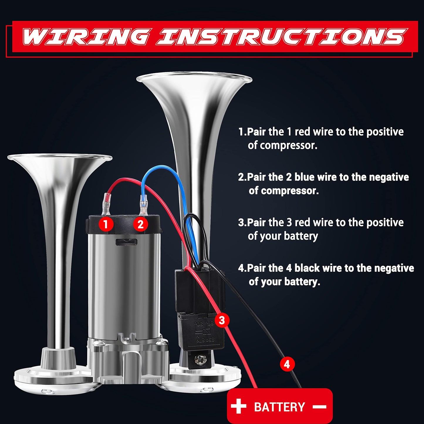 🔥2026 Upgraded 12V 150DB Air Horn Dual Horn