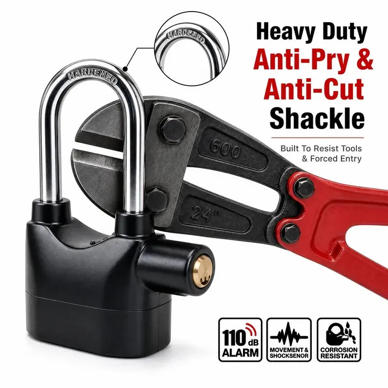 ⭐Anti-theft alarm padlock (including hasp), aluminum alloy material