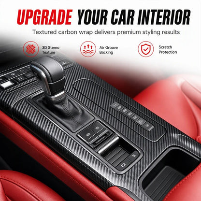 Upgrade Car Interior Instantly! Self-Adhesive Carbon Trim Film