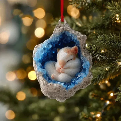 🎄Early Bird Christmas Sale 50% OFF |✨Woodland Geode Animal Ornaments – Tiny Christmas Friends Hidden in Crystal Magic