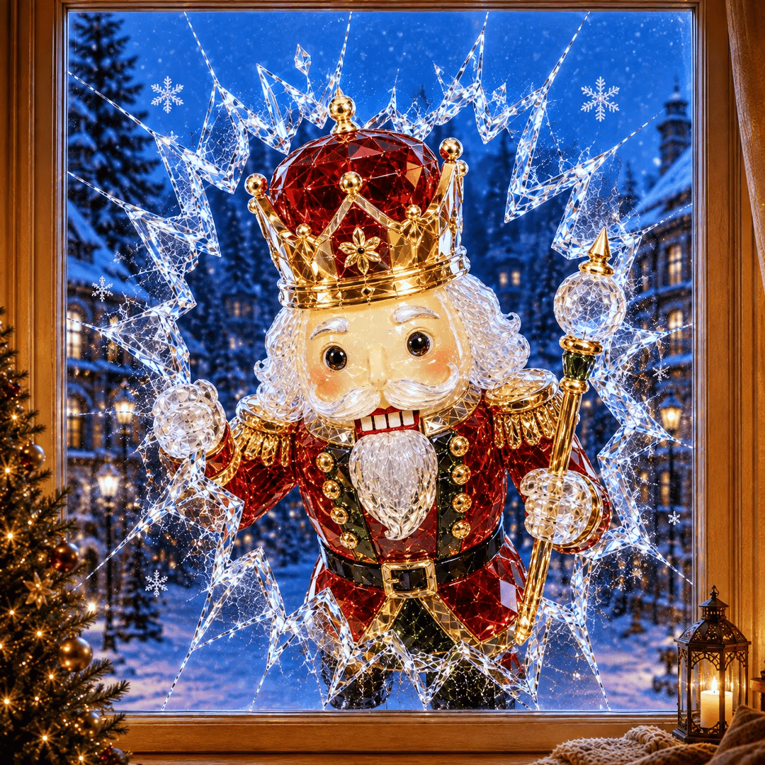 🎄Crystal Christmas Break-In Window Decal — 3D Shattered-Glass Holiday Window Decoration
