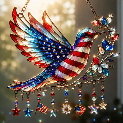Patriotic Hummingbird Suncatcher 🎉 - 250th Anniversary Gift 🎆