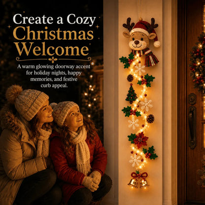 ⏳ – 🎄MerryCascade™ Glowing Christmas Door Hanger | 6 Festive Lighted Designs with Warm Glow, Dimensional Details & Space-Saving Vertical Décor ✨