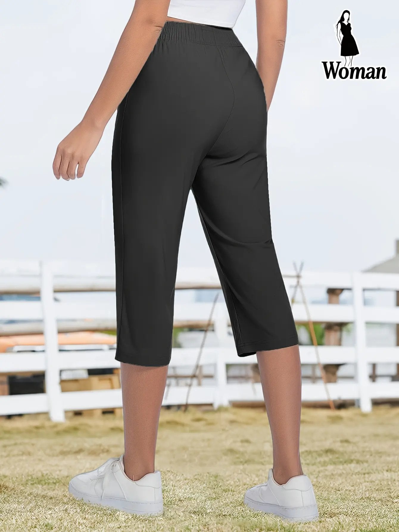 🎁Last Day Promotion 49% OFF✨Women’s Capri Pants – Loose Fit, Summer Drawstring Waist, Zipper Pockets, Breathable High-Stretch Fabric, Suitable for Everyday Wear