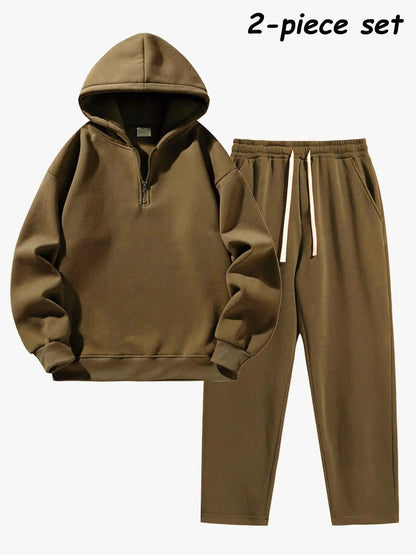 Men's Plain Two-piece Casual Sporty Sweatsuit Set