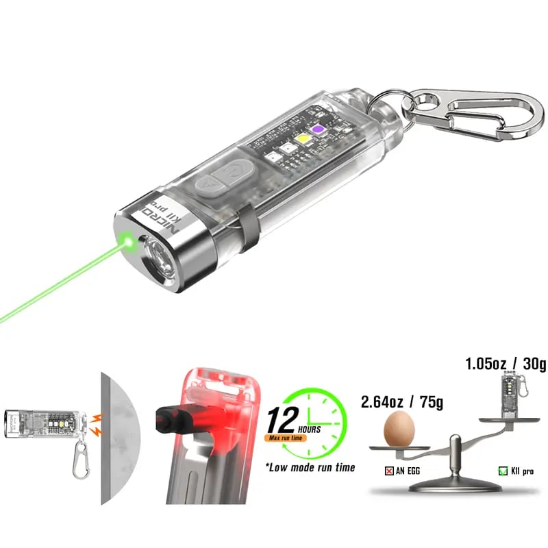 Nicron K11 Pro Magnetic Keychain Flashlight – 550 Lumens RGB + UV, 12H Runtime, IPX4 Waterproof EDC Light for Camping & Emergency