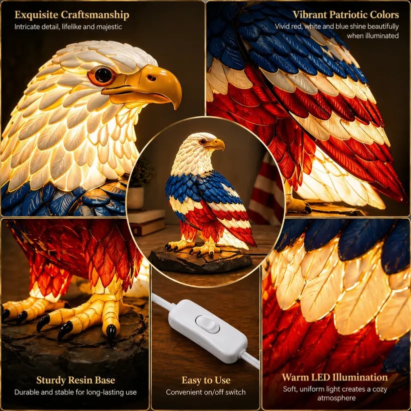 🔥 Limited Edition 🎁 - U.S. 250th Eagle Stained Glass Wall Lamp